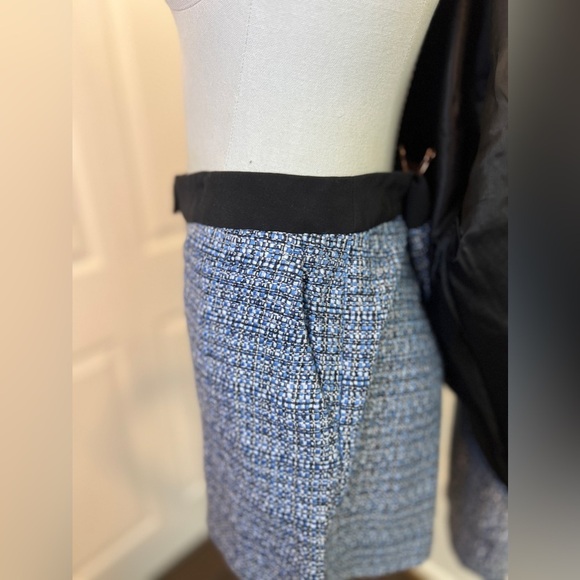 H&M Tweed Short Set Suit Blue White With Black Trim Size 14 - Picture 3 of 7